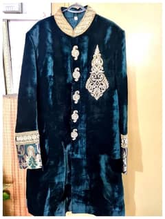 Green velvet shirwani available urgent sale