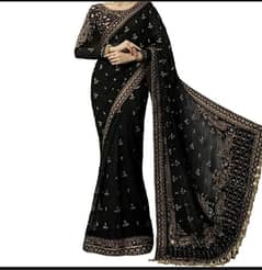 Black wedding wear saree maria b replica