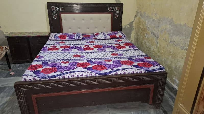 beautiful wooden bed with side table and dressing 2