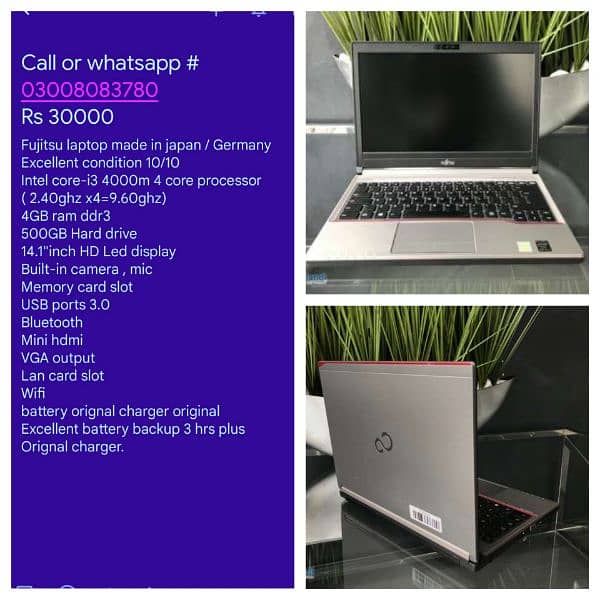 fujitsu Japanese laptop 4GB Ram 500HDD 2.40Ghz 4th Gen 10/10 condition 14