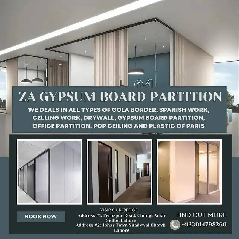 gypsum board partition/ceiling/glass partition/home interior working 13