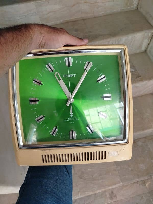 Antique Japan Orient Wall clock vintage Green Wehrle Germany table 2