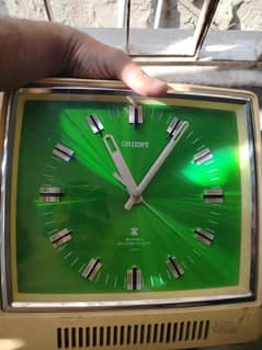 Antique Japan Orient vintage wall clock green Note No Sound