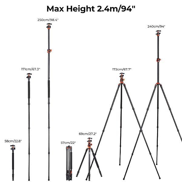 K&F Concept 94"/2.4m Overhead Camera Tripod 10