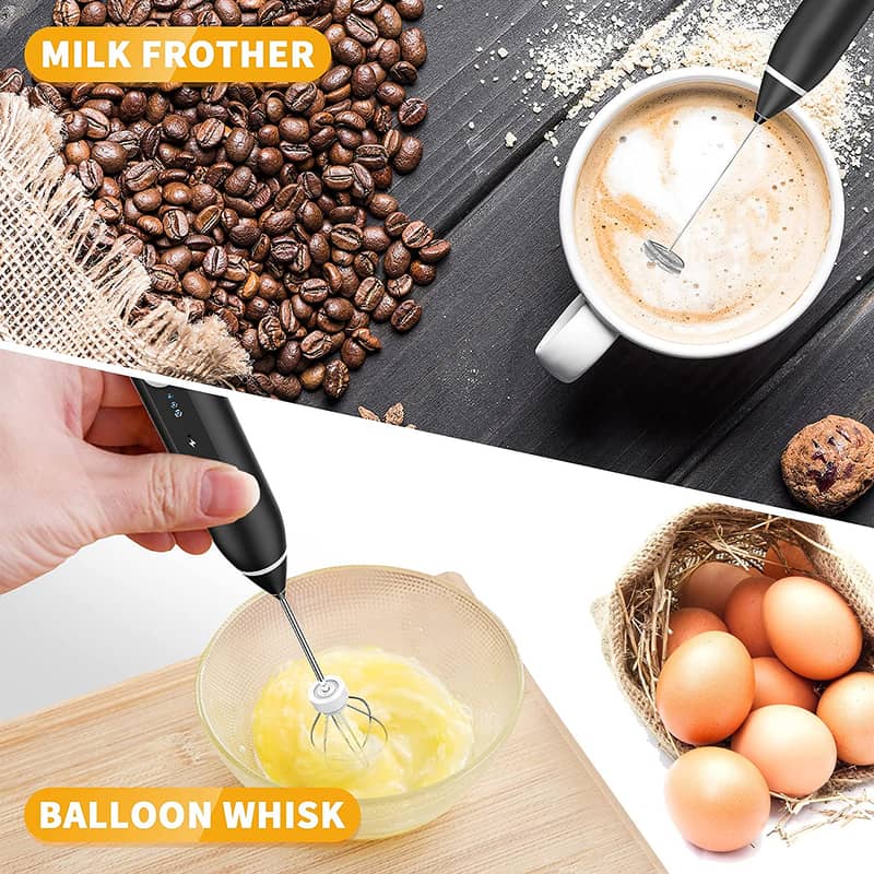 Electric Coffee Mixer Rechargeable  Frother 3Speed Adjustable Blender 4