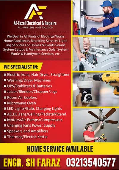 Room Air Coolers/Oven/Electrician service/Home Appliances Repair