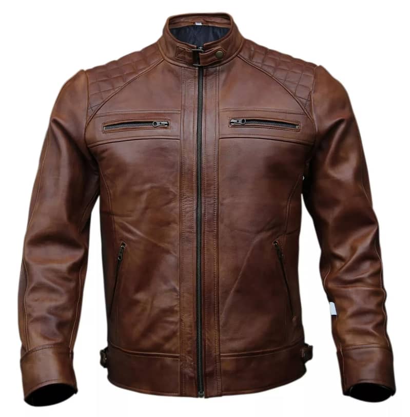 MotorBike Biker Original Geniun Black leather Jacket inside Pocket 1