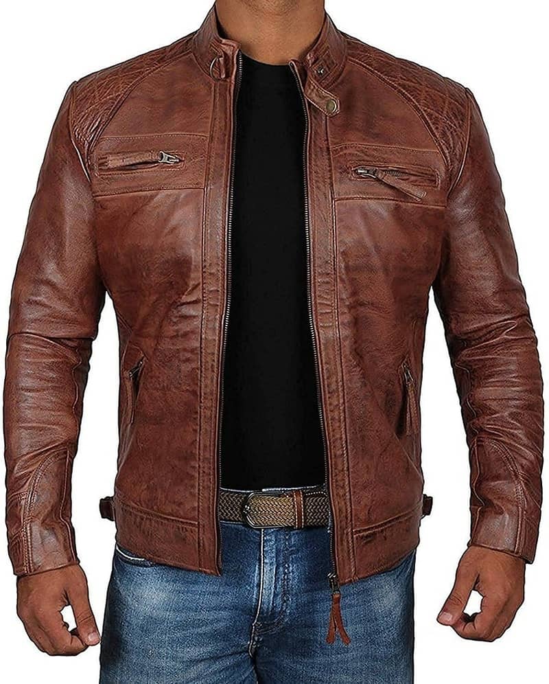 MotorBike Biker Original Geniun Black leather Jacket inside Pocket 2