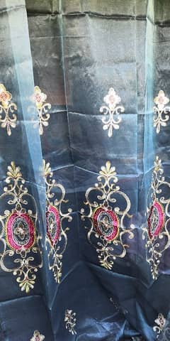 New 5 Piece Of Net Full Embroidered Curtain Set For Sale