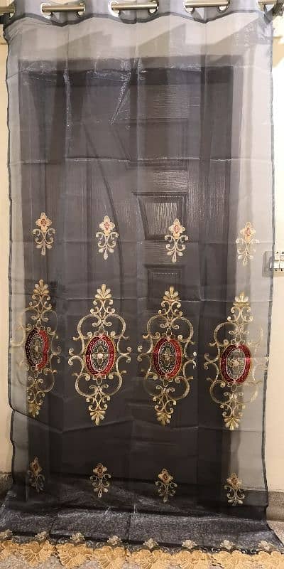 New 5 Piece Of Net Full Embroidered Curtain Set For Sale 1