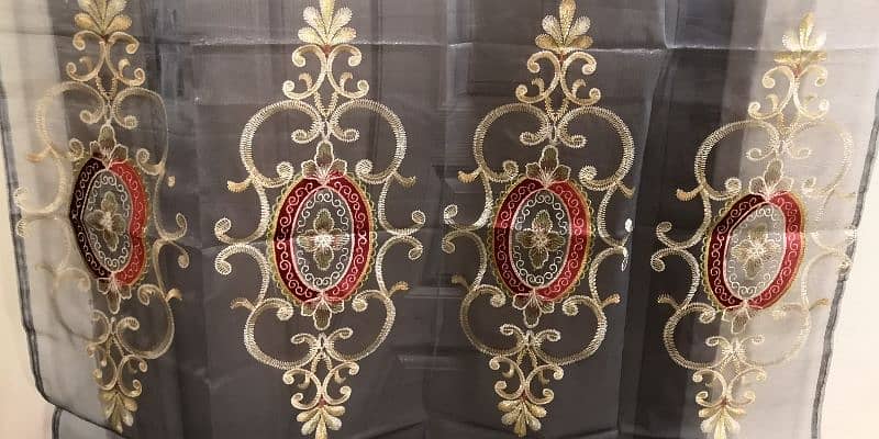 New 5 Piece Of Net Full Embroidered Curtain Set For Sale 3