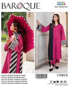 3-Piece Printed Khaddar Suit – Charming Pink Delight