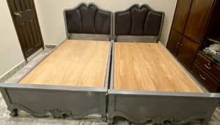 Two Large Single Beds with Deco Paint & Foam Back – Excellent Conditio