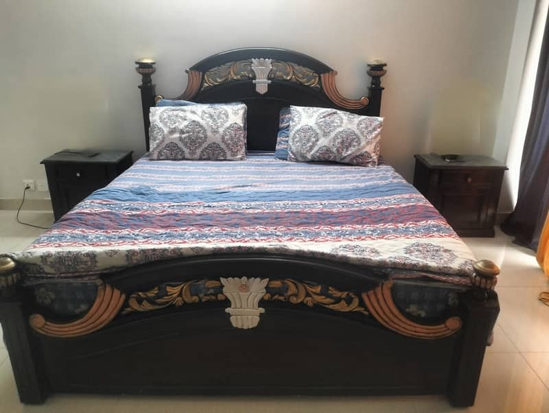 Bed Set / Wooden Bed Set / Bed with Side Table / Solid Wood 3