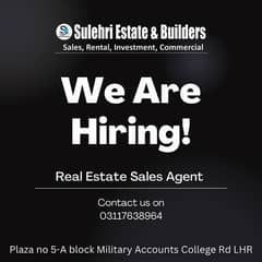 Hiring Sales Agent for real estate