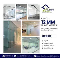 12 m. m glass doors/Office glass partition work/glass cabine