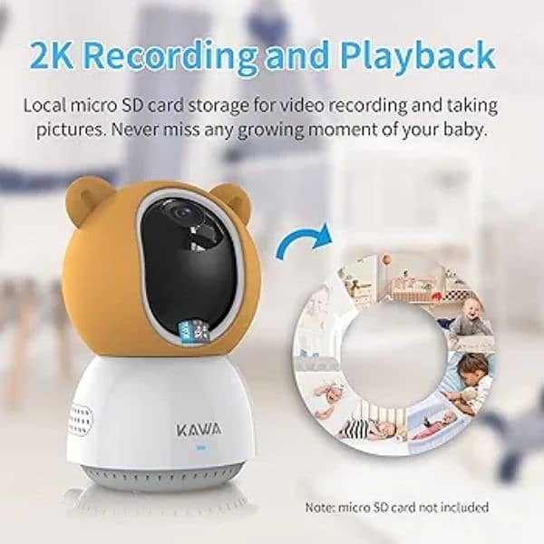 KAWA Baby Monitor, 2K QHD 5'' Video Baby Monitor with Camera and Audio 2