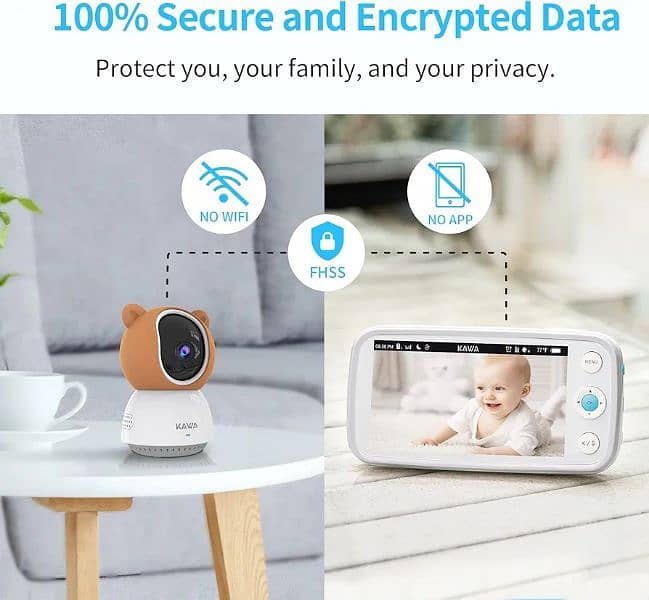 KAWA Baby Monitor, 2K QHD 5'' Video Baby Monitor with Camera and Audio 3