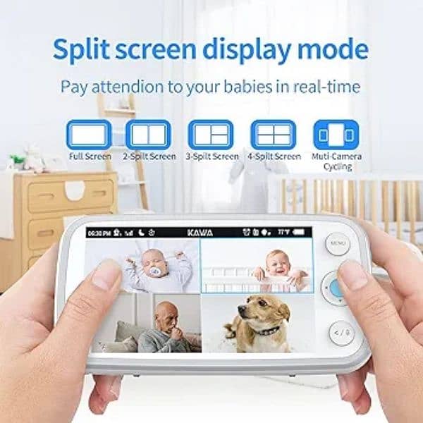 KAWA Baby Monitor, 2K QHD 5'' Video Baby Monitor with Camera and Audio 4