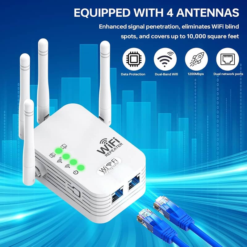 1200Mbps WiFi USB Adapter Dual Band 2.4G+5Ghz Wi-Fi Dongle 4 Antenna 10