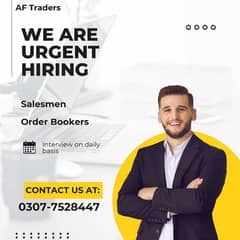 Order Bookers | Salesmen | Jobs | Urgent Hiring