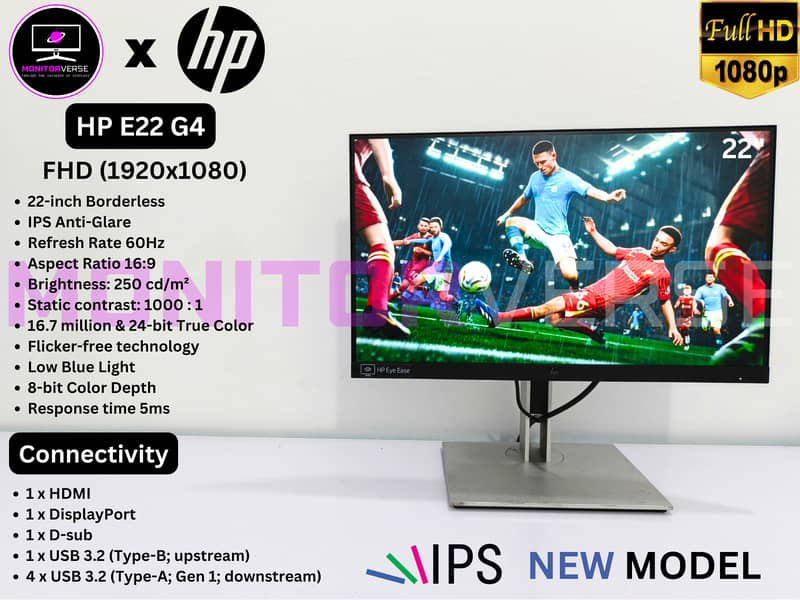 Dell HP 22inch IPS FULL HD 1080p Borderless Gaming LED LCD Monitor 7