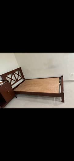 single bed 1 with side table solid wood without matress