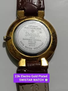 23K ELECTRO GOLD PLATED SWISTAR WATCH 100% TOTTELY ORIGINAL NO REPAIR