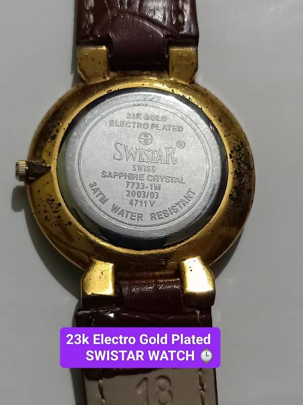 23K GOLD ELECTRO  PLATED SWISTAR WATCH 100% TOTTELY ORIGINAL NO REPAIR 0