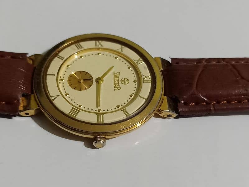 23K GOLD ELECTRO  PLATED SWISTAR WATCH 100% TOTTELY ORIGINAL NO REPAIR 9