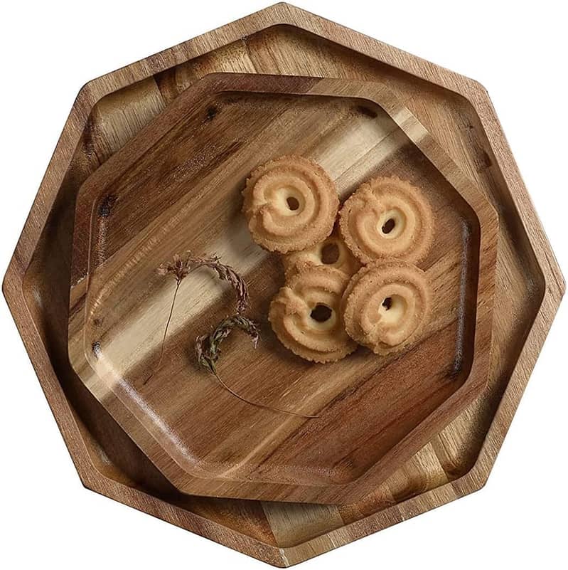 Acacia Wood Serving Trays - Set of 2 Octagon Platters (Amazon) 0