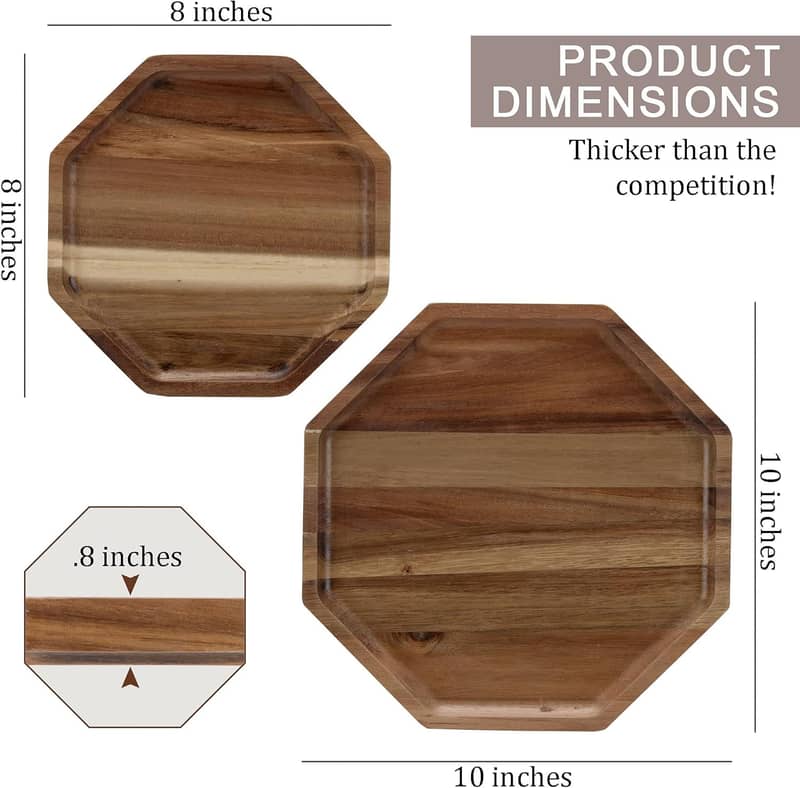 Acacia Wood Serving Trays - Set of 2 Octagon Platters (Amazon) 2