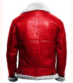 Red Leather Shearling Jacket -Real Leather