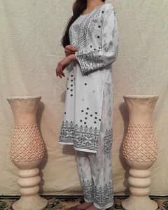 stylish women ,s stitched linen  and Trouser Set- 2pcs Block printed