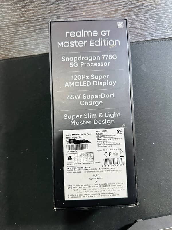 Realme gt master edition mobile 8/128 for sale pta approved 0