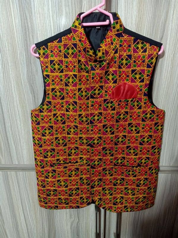 ajrak design waistcoat beautiful design medium size low price 0