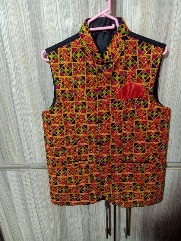 ajrak design waistcoat beautiful design medium size low price 1