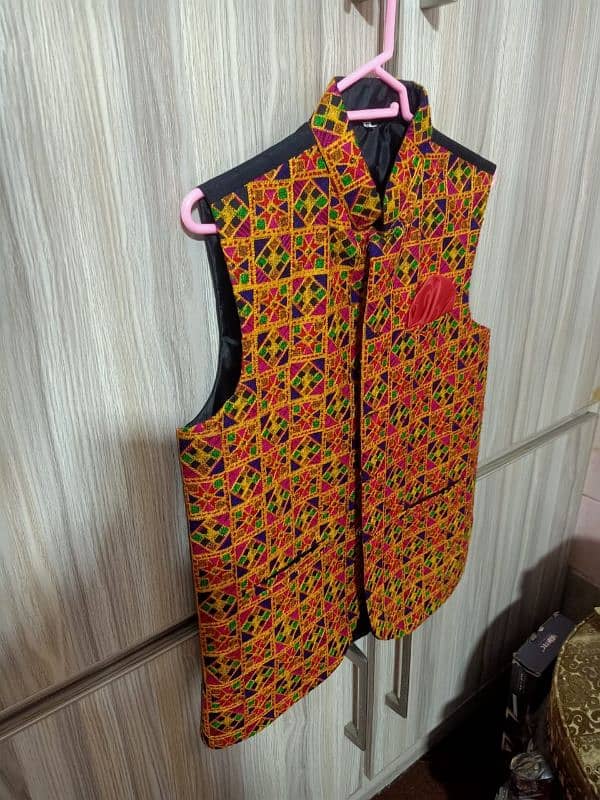 ajrak design waistcoat beautiful design medium size low price 2