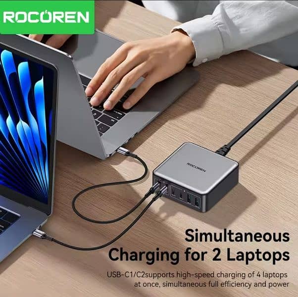 Rocoren 200W & 160W 6 ports GaN Fast Charger Desktop Charger Portable 5