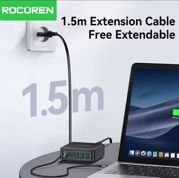 Rocoren 200W & 160W 6 ports GaN Fast Charger Desktop Charger Portable 13