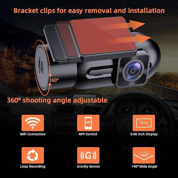 Full HD 1080P Mini Front WiFi dashcam Loop Recording car dash camera 3