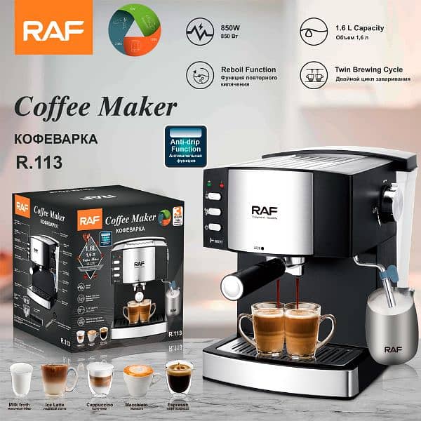 RAF COFFEE MAKER TWIN BREW PRO 20 BAR ESPRESSO AND CAPPUCCINO MACHINE 0