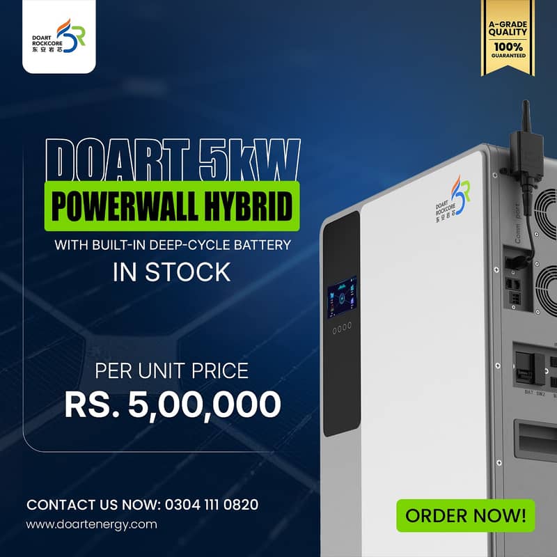 Doart 5kW Powerwall Hybrid Inverter with built-in Lithium-ion Battery 5