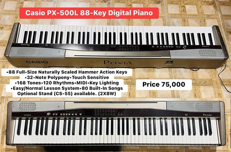 Casio PX-500L 88 Hammer weighted keys Digital Piano Guitar Wilsons 0