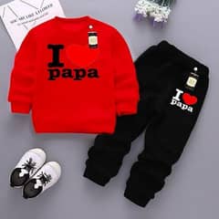 2 pcs girl fleece printed sweatshirt tracksuit