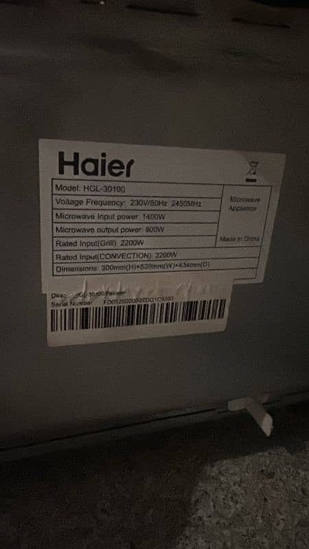 Haier microwave HGL-30100 0