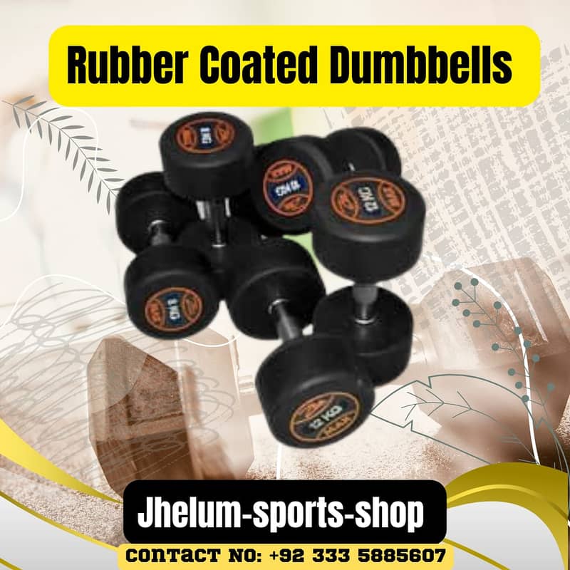 Dumbbell | Rubber Coated Dumbbles | Plates Rods | Home Gym Equipments 2