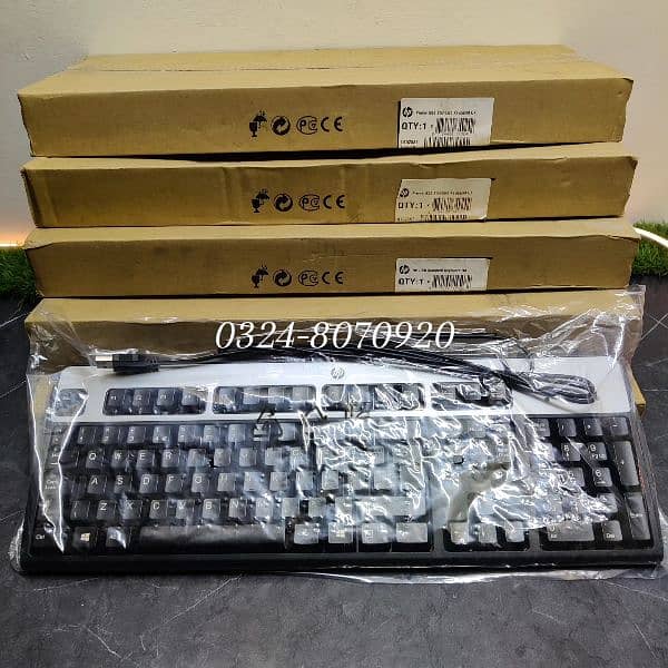 HP USB Wired Box Pack New Keyboard silver Black KU0316 Dell in Lahore 2