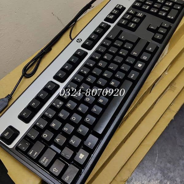 HP USB Wired Box Pack New Keyboard silver Black KU0316 Dell in Lahore 3