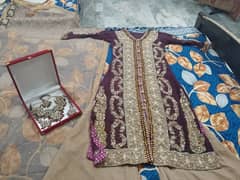 bridal dress open long shirt sharara dopata with jewelry set